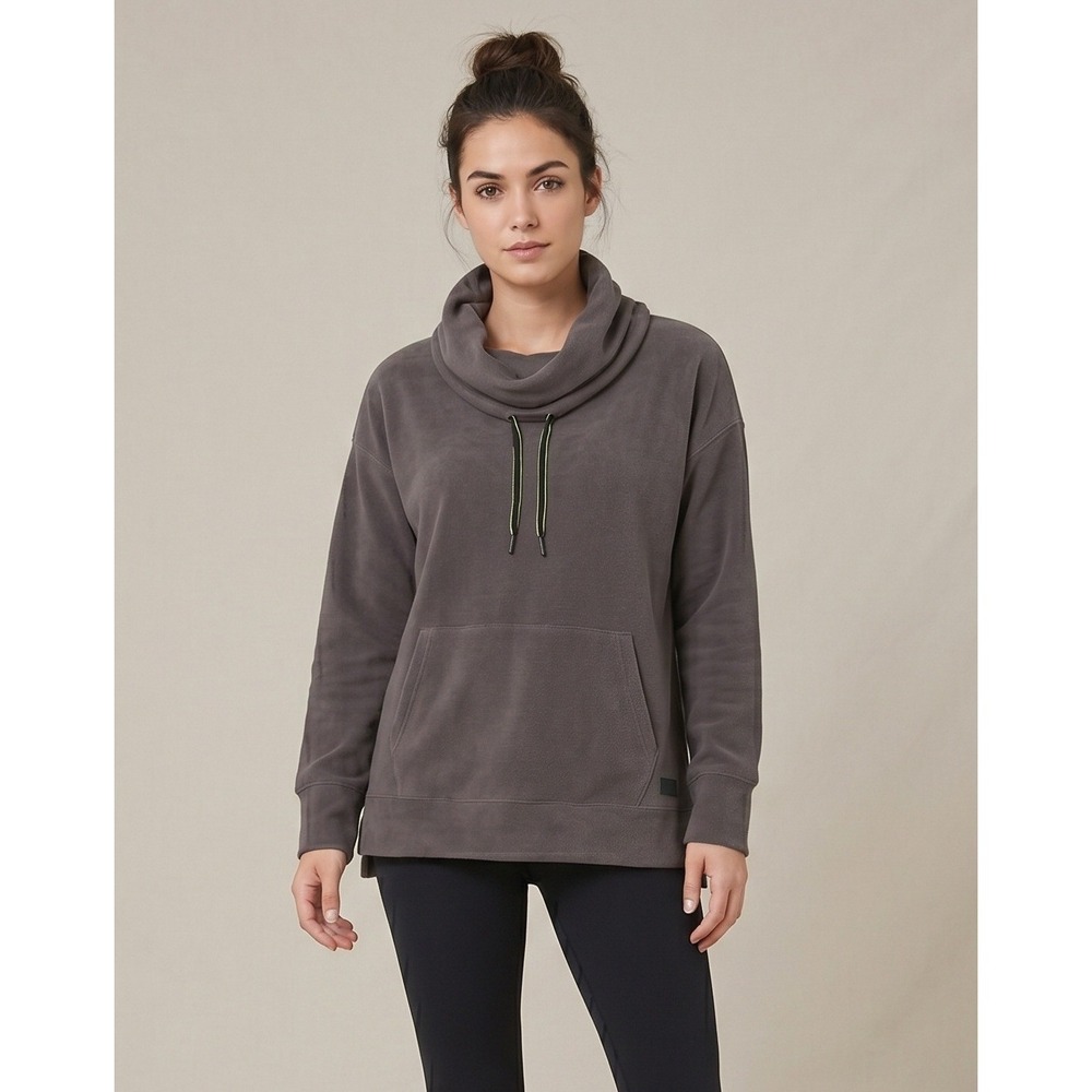 Calvin Klein Performance Top Womens L Brown Cowl Neck Stretch‎ Fleece Pullover